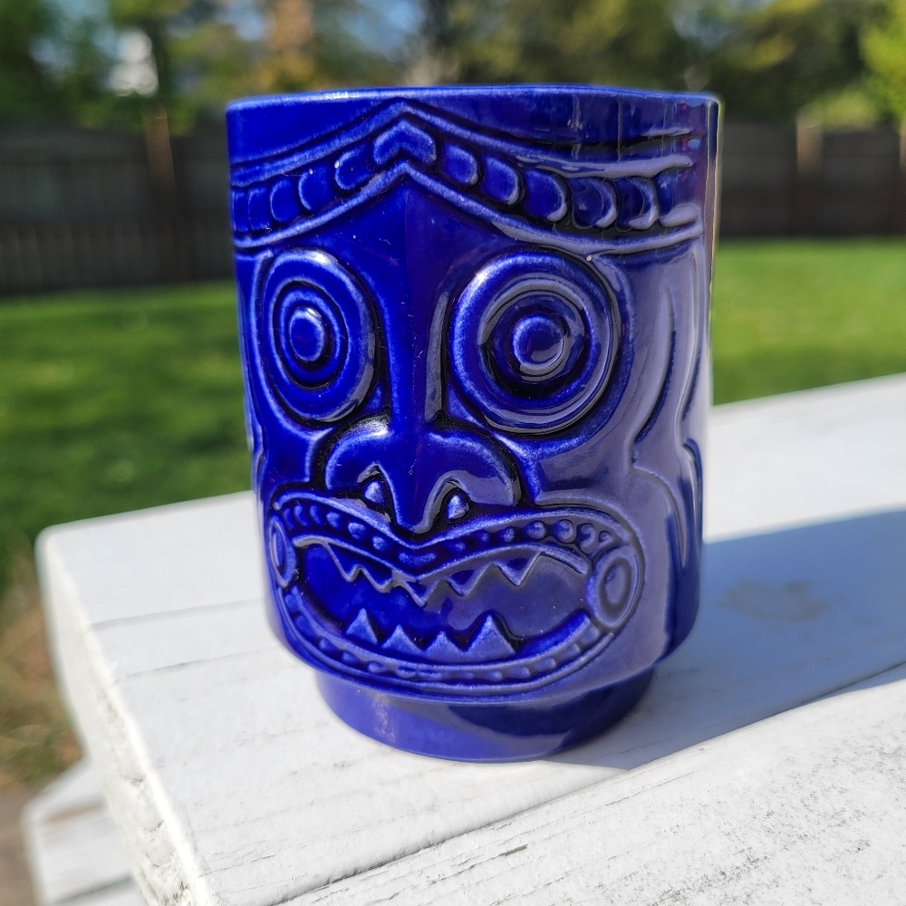 Vintage Tiki Ceramic Cup Vase ~ Bar Cart ~ "WHS 1968" ~ Retro ~ Beachy ~ Cute!